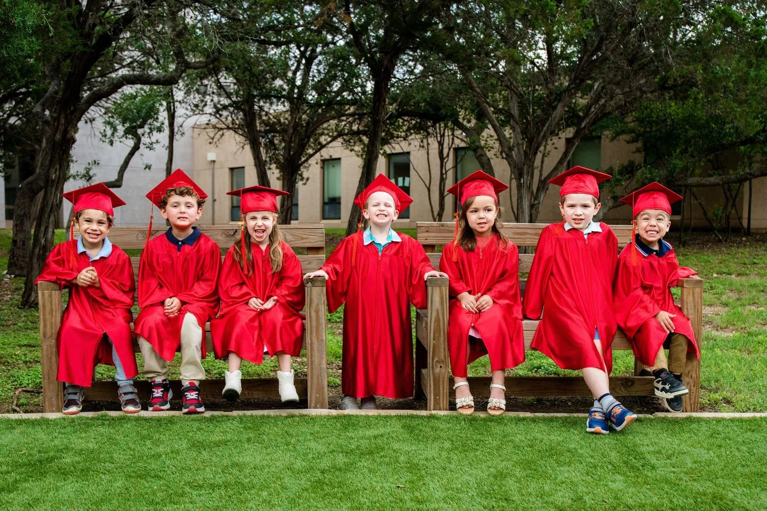 Daycare friends together in a group portrait