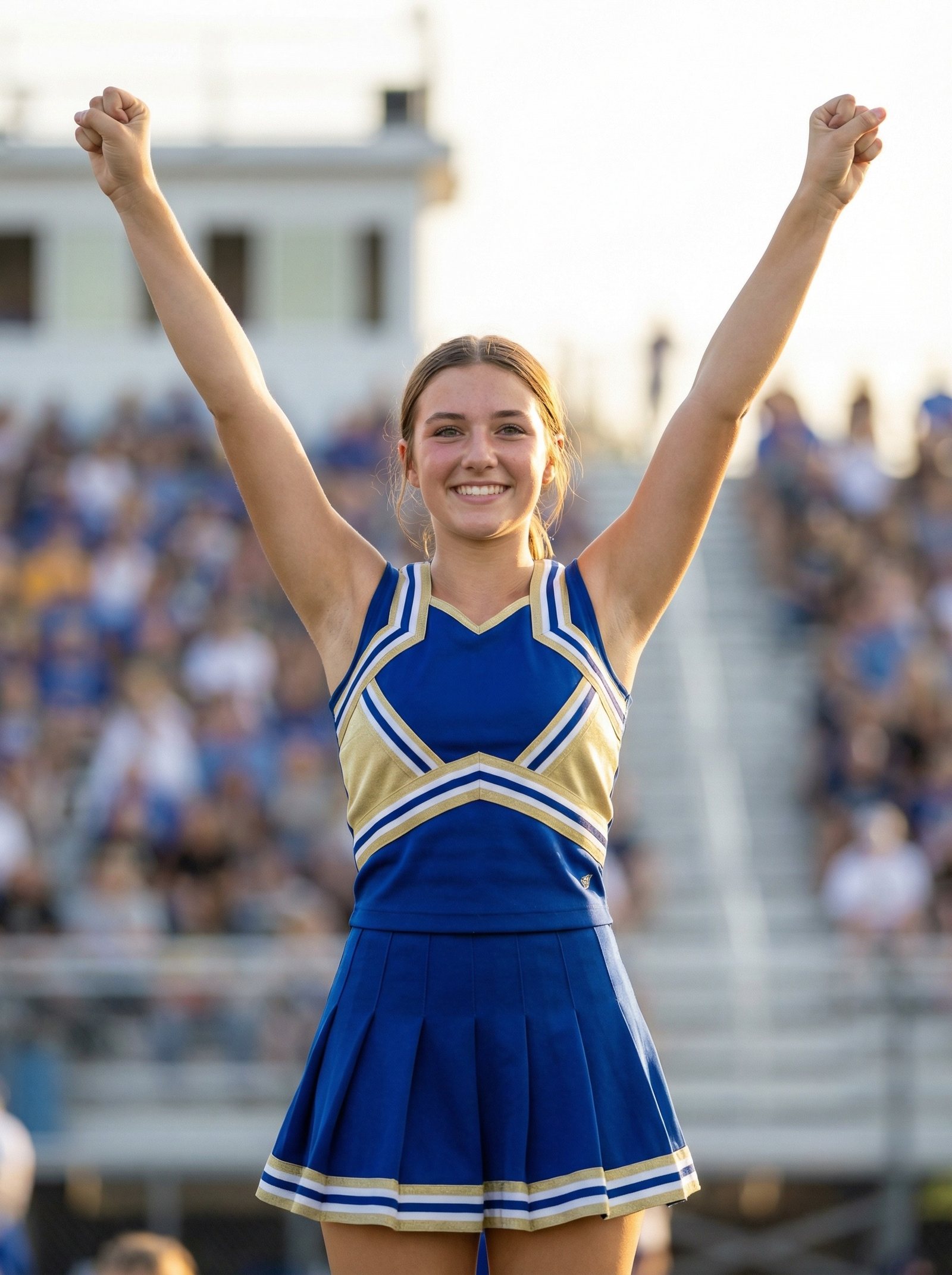 Cheerleader individual portrait with pom-poms