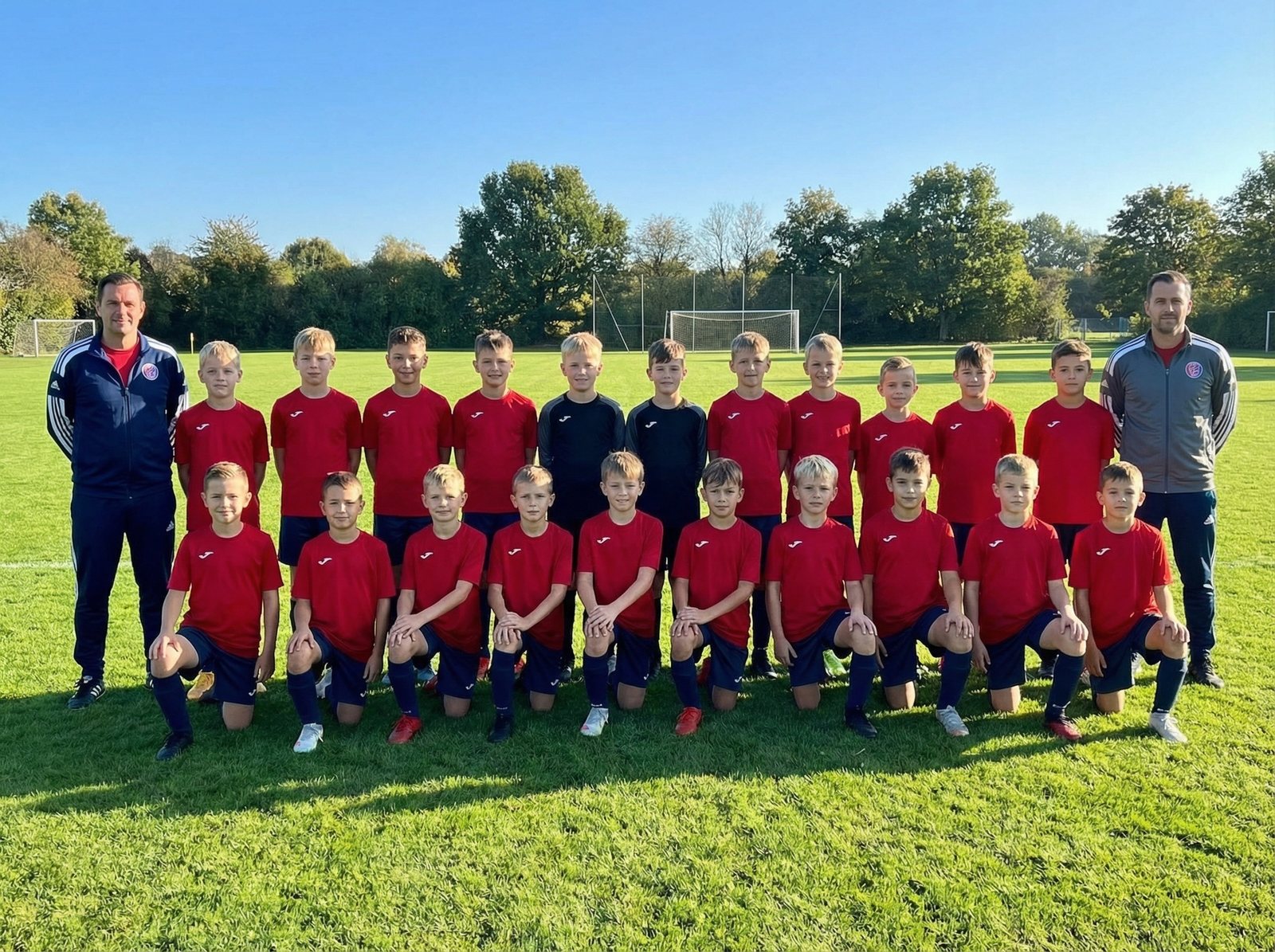 Youth soccer team professional team photo on the field