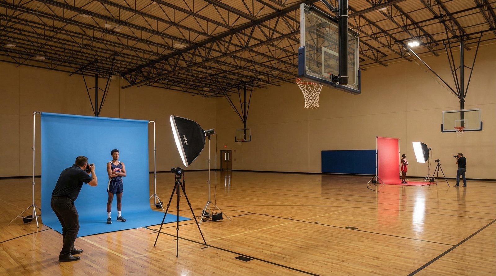Portable studio stations set up for high-volume capture