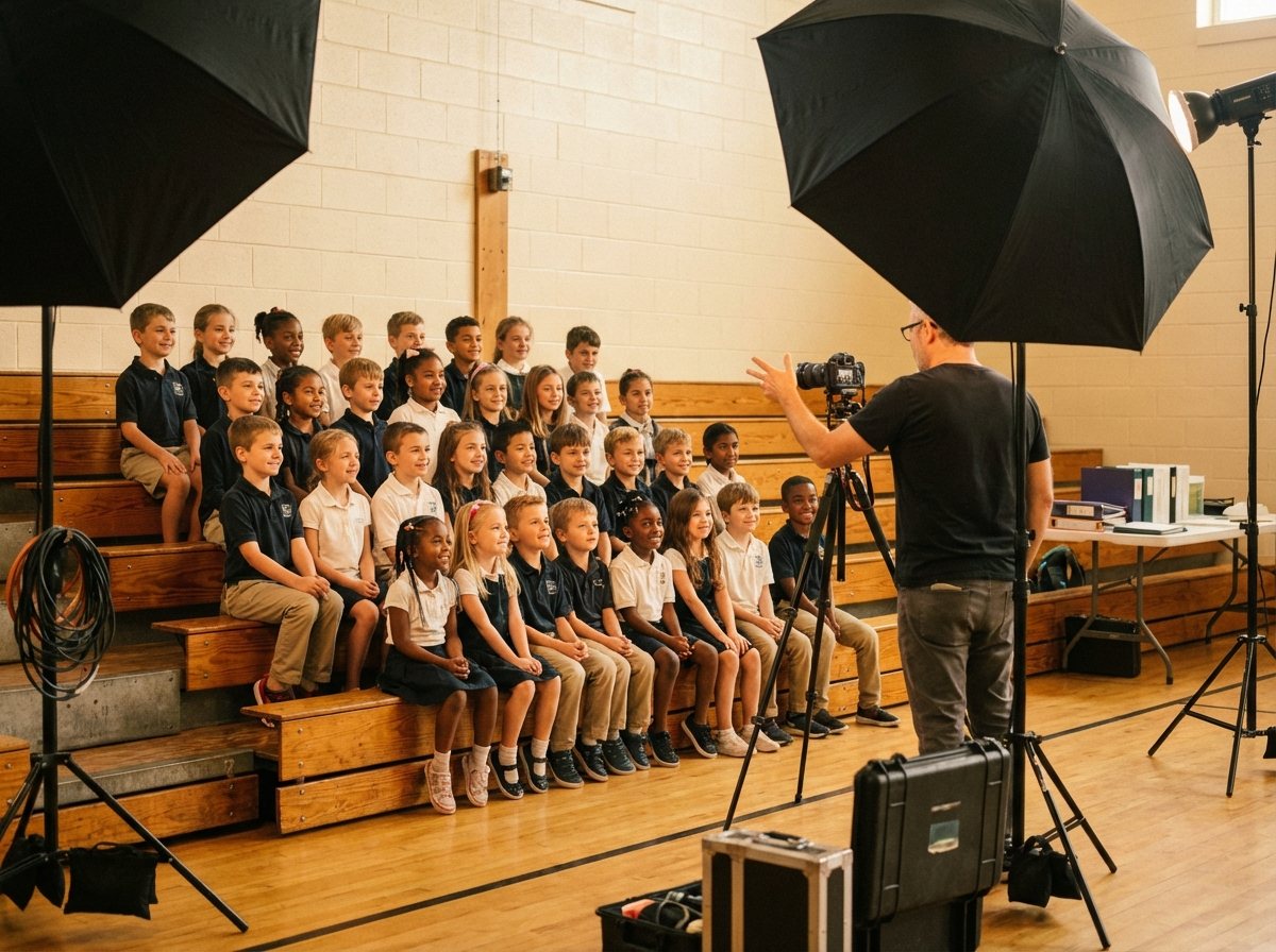 Class portrait for yearbook at San Antonio elementary school