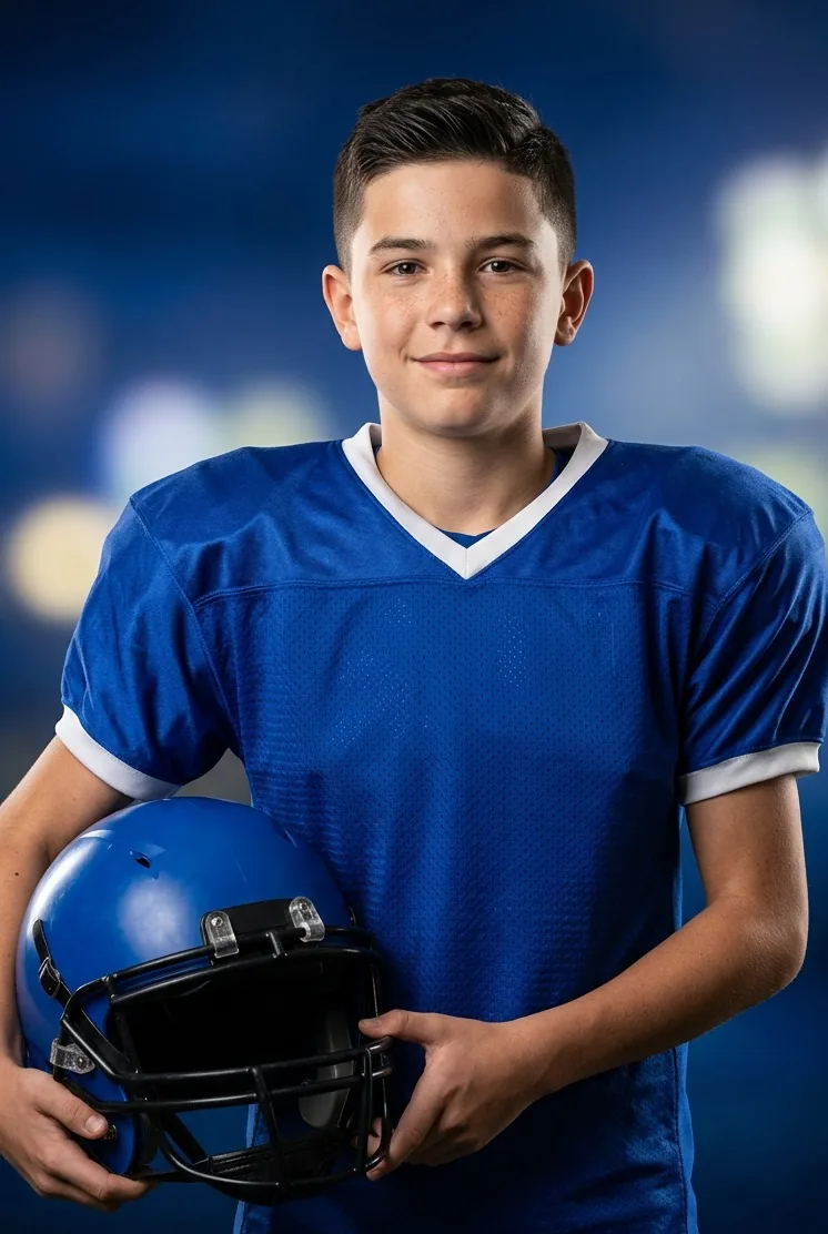 Football athlete preview for custom sports trading cards