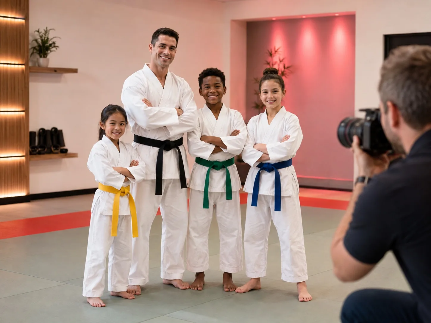 Staff portrait and branding session in martial arts school